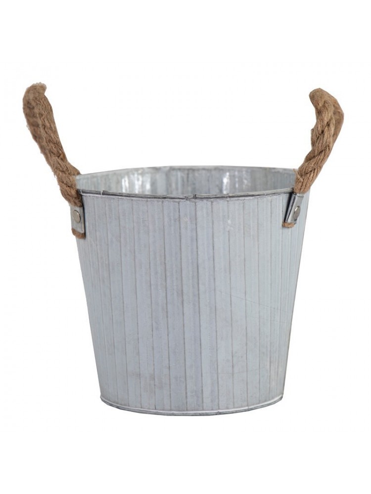 Bob rope planter old white d14h12.5